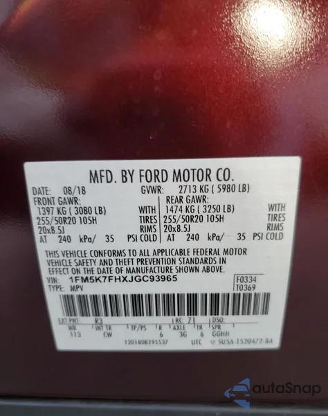 2018 Ford Explorer Limited from USA, damaged, VIN 1FM5K7FHXJGC93965